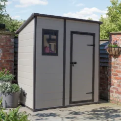 Keter Manor 6 X 4ft Outdoor Garden Pent Storage Shed - Beige/Brown -Westland Shop 12808002 1235036430926232