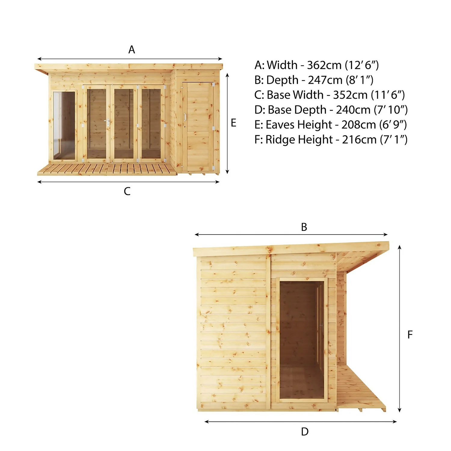 Mercia 12 X 8ft Garden Room With Side Shed 12 Mercia 12 X 8ft Garden Room With Side Shed - Image 10