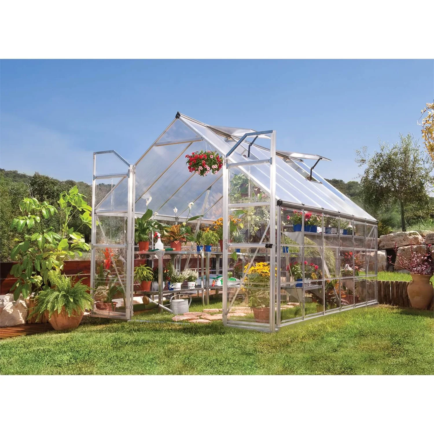 Palram 8 X 12ft Canopia Balance Greenhouse - Silver 3 Palram 8 X 12ft Canopia Balance Greenhouse - Silver