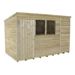 10x6ft Forest Natural Timber Overlap Pent Pressure Treated Wooden Shed -Westland Shop 12810915 1224833198729990