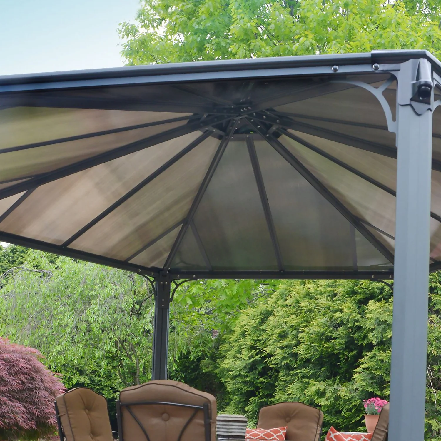 Palram - Canopia Monaco Hexagonal Garden Gazebo Grey 8 Palram - Canopia Monaco Hexagonal Garden Gazebo Grey - Image 6