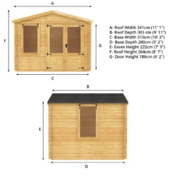 Mercia 3m X 3.3m Sherwood 19mm Log Cabin -Westland Shop 12820078 6955023719470424