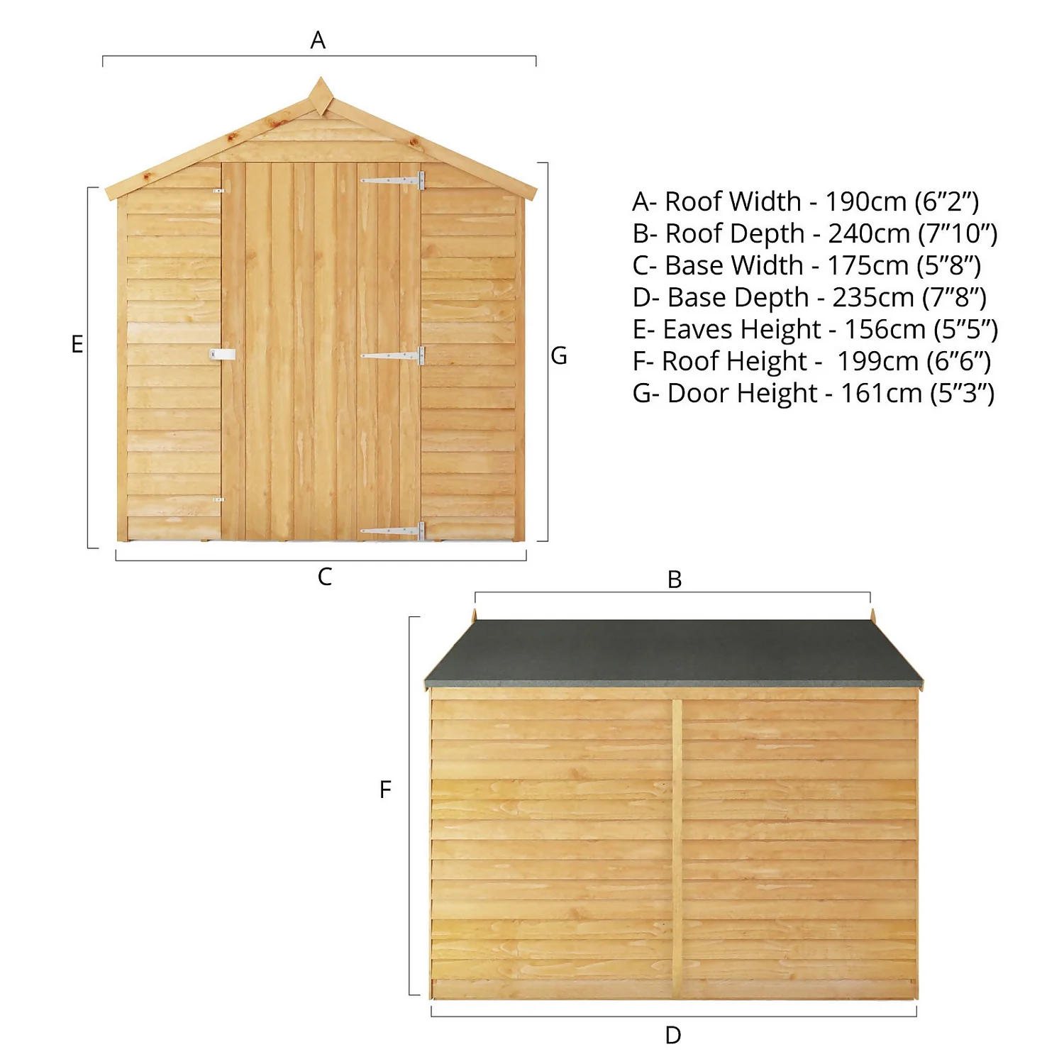 Mercia 8 X 6ft Overlap Apex Windowless Shed 11 Mercia 8 X 6ft Overlap Apex Windowless Shed - Image 9