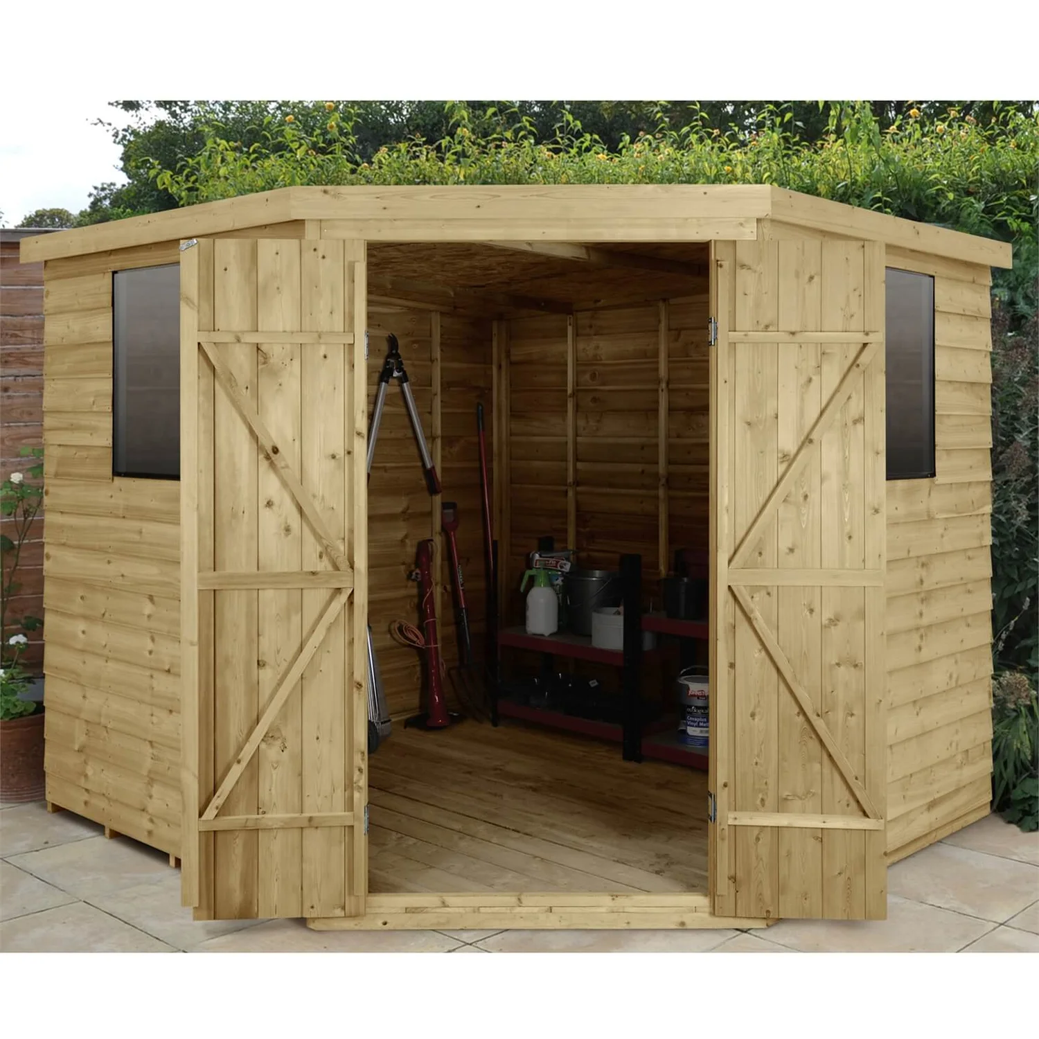 8x8ft Forest Overlap Pressure Treated Corner Shed -incl. Installation 5 8x8ft Forest Overlap Pressure Treated Corner Shed -incl. Installation - Image 3