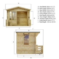 Mercia (Installation Included) 3.3x3.7m Sherwood 19mm Log Cabin With Veranda 19 Mercia (Installation Included) 3.3x3.7m Sherwood 19mm Log Cabin With Veranda -Westland Shop 12825711 7894833220734366
