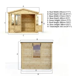 Mercia (Installation Included) 3x3.3m Sherwood 19mm Log Cabin -Westland Shop 12825713 3864833222049773