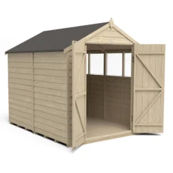 Forest 8 X 6ft Overlap Pressure Treated Apex Shed - Double Door 4 Windows -Westland Shop 12833293 3074833198023757