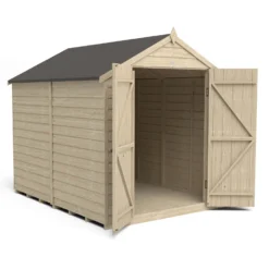Forest 8 X 6ft Overlap Pressure Treated Apex Shed - Double Door No Windows -Westland Shop 12833294 5134833197058372