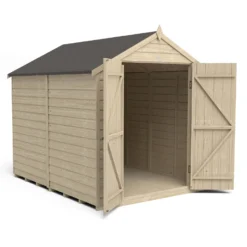 Forest 8 X 6ft Overlap Pressure Treated Apex Shed - Double Door No Windows - Incl. Installation -Westland Shop 12833315 1014833201837066