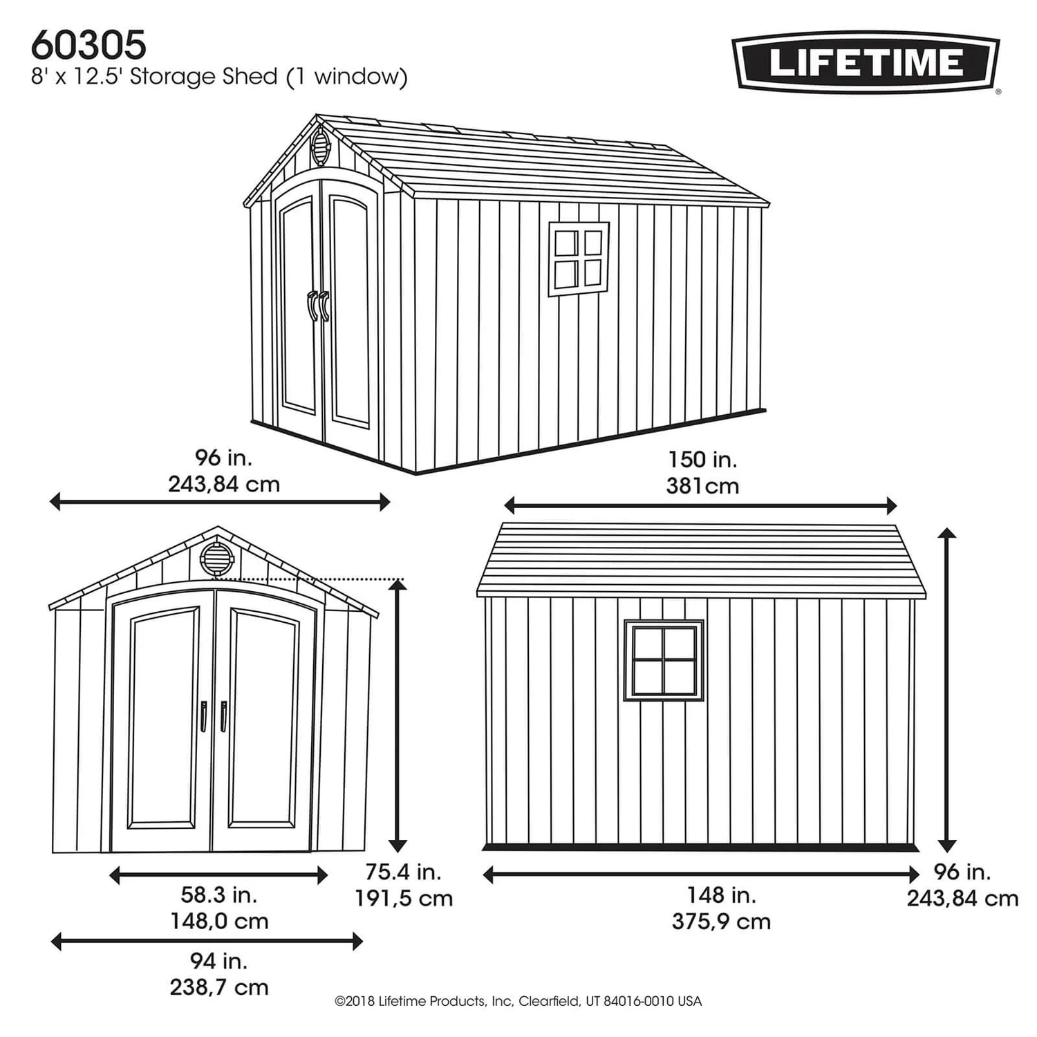 Lifetime 8x12.5 Ft Rough Cut Outdoor Storage Shed 12 Lifetime 8x12.5 Ft Rough Cut Outdoor Storage Shed - Image 10