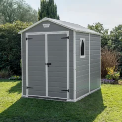 Keter Manor 6 X 8ft Outdoor Garden Apex Storage Shed - Grey -Westland Shop 12840573 4025036178569097