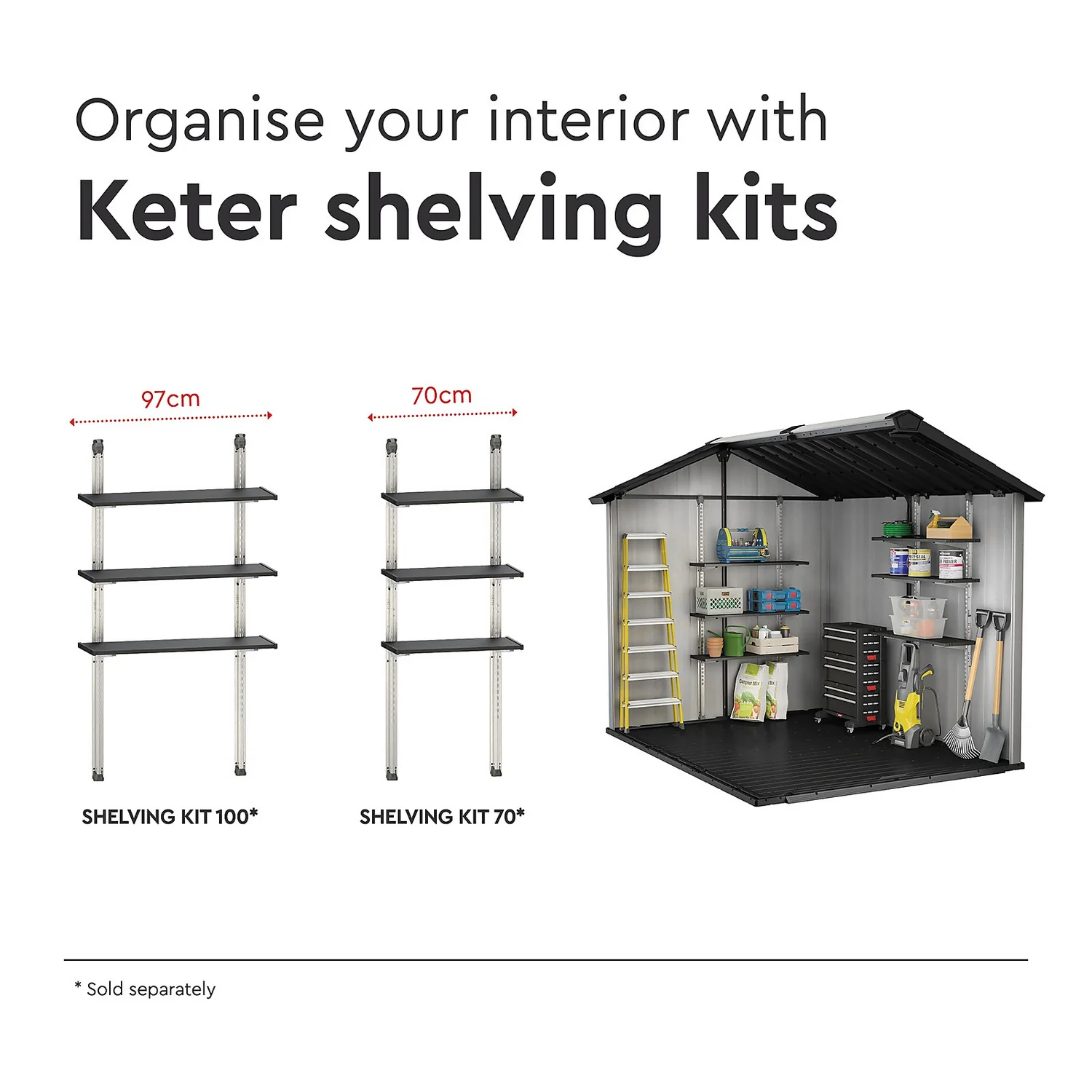 Keter Oakland 7.5 X 9ft Outdoor Garden Apex Storage Shed - Grey 12 Keter Oakland 7.5 X 9ft Outdoor Garden Apex Storage Shed - Grey - Image 10