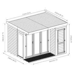 Country Living Overton 10 X 8ft Premium Garden Room Summerhouse With Side Shed Painted + Installation - Thorpe Towers -Westland Shop 12881648 1014843877217198