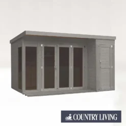 Country Living Overton 12 X 8ft Premium Garden Room Summerhouse With Side Shed Painted + Installation - Thorpe Towers