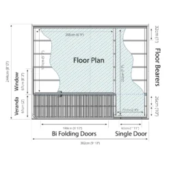 Country Living Overton 10 X 8ft Premium Garden Room Summerhouse With Side Shed Painted + Installation - Aurora Green -Westland Shop 12881696 1414843887694620
