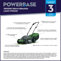 Powerbase 1200W Electric Lawn Mower - 32cm -Westland Shop 12882290 2085058716697024