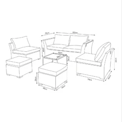 Bambrick 6 Seater Grey Rattan Garden Sofa Set -Westland Shop 12882317 2044947969840510