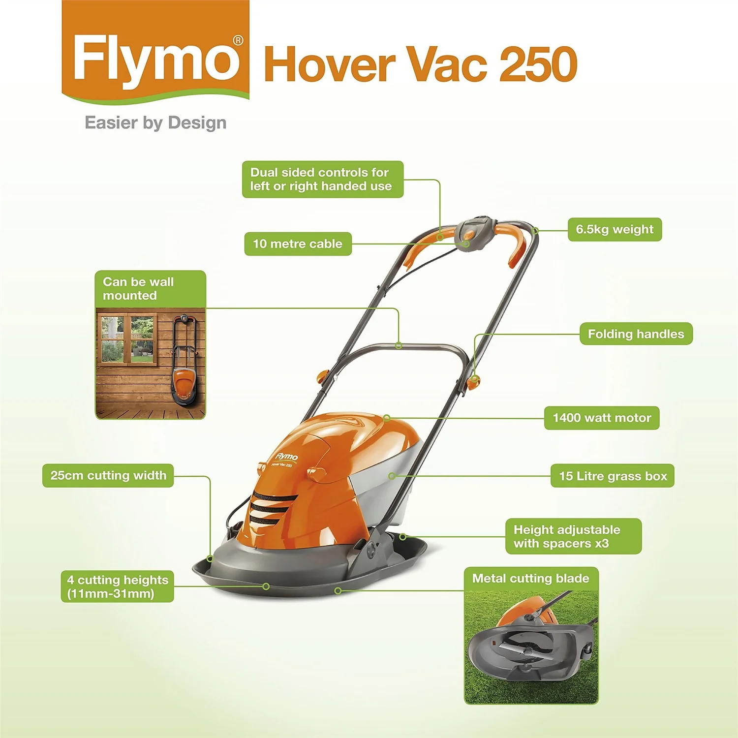 Flymo 1400W Electric Hover Lawn Mower - 25cm 12 Flymo 1400W Electric Hover Lawn Mower - 25cm - Image 10