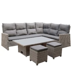 Mortimer Grey Rattan Garden Corner Sofa Set -Westland Shop 12887790 1205047776415101