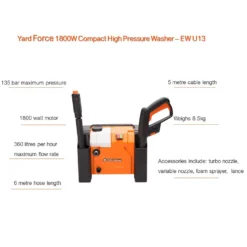 Yard Force 1800W 135Bar Compact Pressure Washer -Westland Shop 12892251 9054929620347179