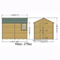 Shire 8 X 6ft Durham Shed Single Door -Westland Shop 13082810 4824862497373463