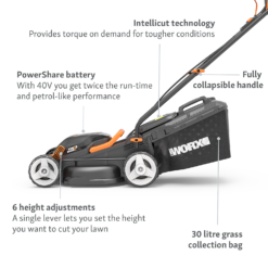 WORX 40V WG779E.1 Cordless Lawn Mower - 34cm -Westland Shop 13326413 2294944673153362