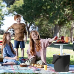 Keter GoBar Outdoor Ice Cooler Table Garden Furniture - Dark Grey / Cream -Westland Shop 13412933 2094910901750129