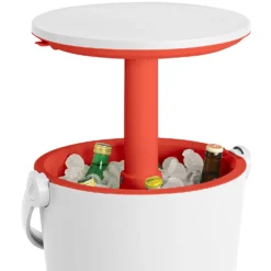 Keter GoBar Outdoor Ice Cooler Table Garden Furniture - Red / White -Westland Shop 13412934 7814910901693408