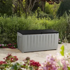 Keter Ace Outdoor Garden Storage Box 124 X 55 X 62.5 Cm - Grey And Black -Westland Shop 13432924 5964947994547391