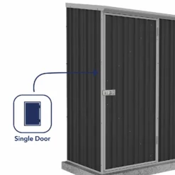 Absco 5 X 3ft Space Saver Metal Pent Shed - Dark Grey -Westland Shop 13440829 2374929186487290