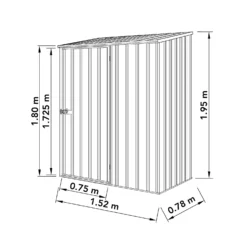Absco 5 X 3ft Space Saver Metal Pent Shed - Zinc -Westland Shop 13440830 1724929164117160