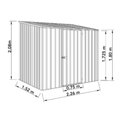 Absco 7.5 X 5ft Space Saver Metal Pent Shed - Grey -Westland Shop 13440833 1014945449455349