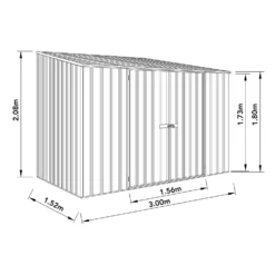 Absco 10 X 5ft Space Saver Metal Pent Shed - Green -Westland Shop 13440844 2124929185526291