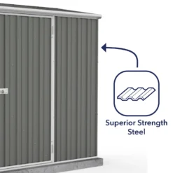Absco 7.5 X 3ft Space Saver Metal Pent Shed - Grey -Westland Shop 13440845 1164929185785161