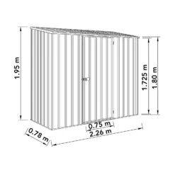 Absco 7.5 X 3ft Space Saver Metal Pent Shed - Grey -Westland Shop 13440845 1454929185564805