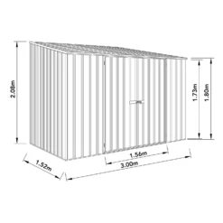 Absco 10 X 5ft Space Saver Metal Pent Shed - Grey -Westland Shop 13440846 1664929185958777