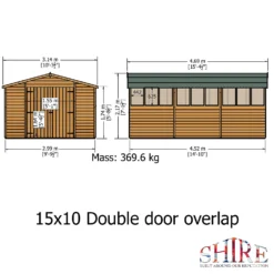 Shire 10 X 15ft Double Door Overlap Garden Shed - Including Installation -Westland Shop 13505237 3824926472017729