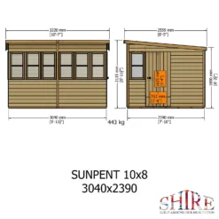 Shire 10 X 8ft Sun Pent Shed -Westland Shop 13505288 7694933734226863