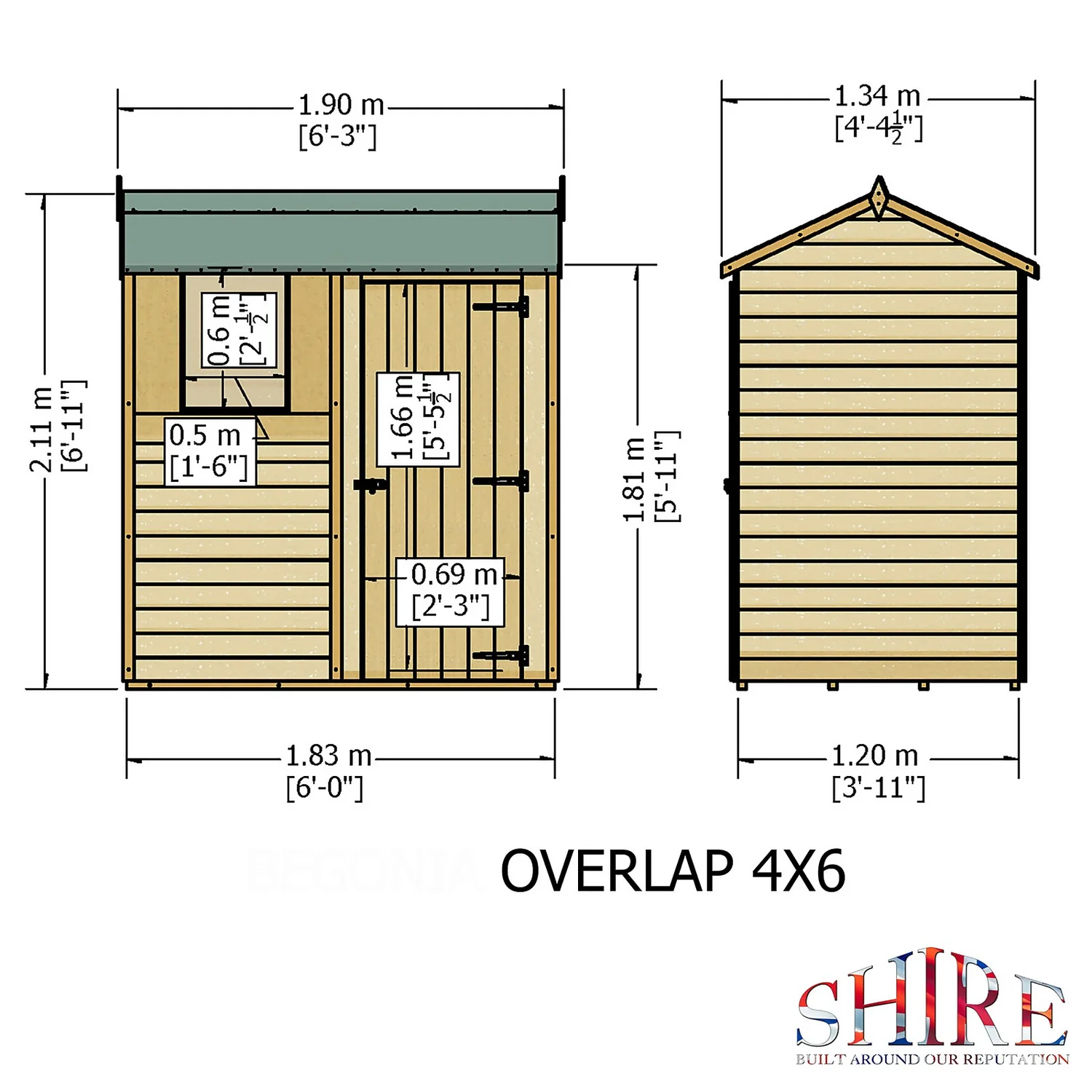 Shire 6x4ft Overlap Reverse Apex Garden Shed 6 Shire 6x4ft Overlap Reverse Apex Garden Shed - Image 4