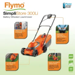 Flymo 40V SimpliStore 300R Li Cordless Lawn Mower - 30cm -Westland Shop 13524785 1354936630761330