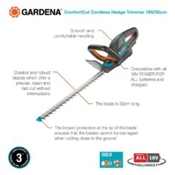 GARDENA ComfortCut Cordless 18V 50 Hedge Trimmer 13 GARDENA ComfortCut Cordless 18V 50 Hedge Trimmer -Westland Shop 13524828 1365049587635227