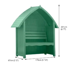 Country Living Wilmcote Arbour Seat Painted + Installation - Aurora Green -Westland Shop 13554932 1114942011019116