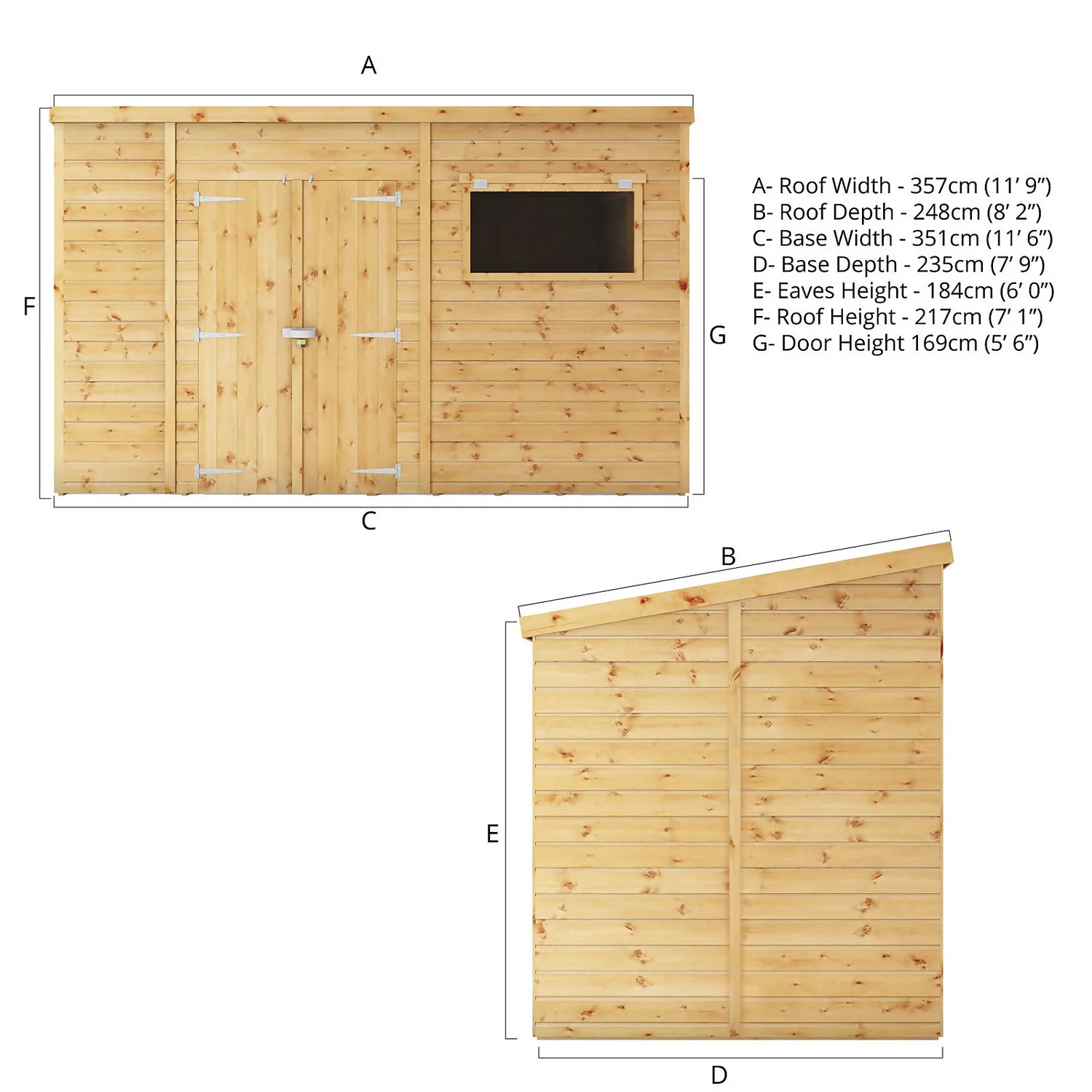 Mercia 12ft X 8ft Premium Shiplap Pent Shed - Including Installation 11 Mercia 12ft X 8ft Premium Shiplap Pent Shed - Including Installation - Image 9