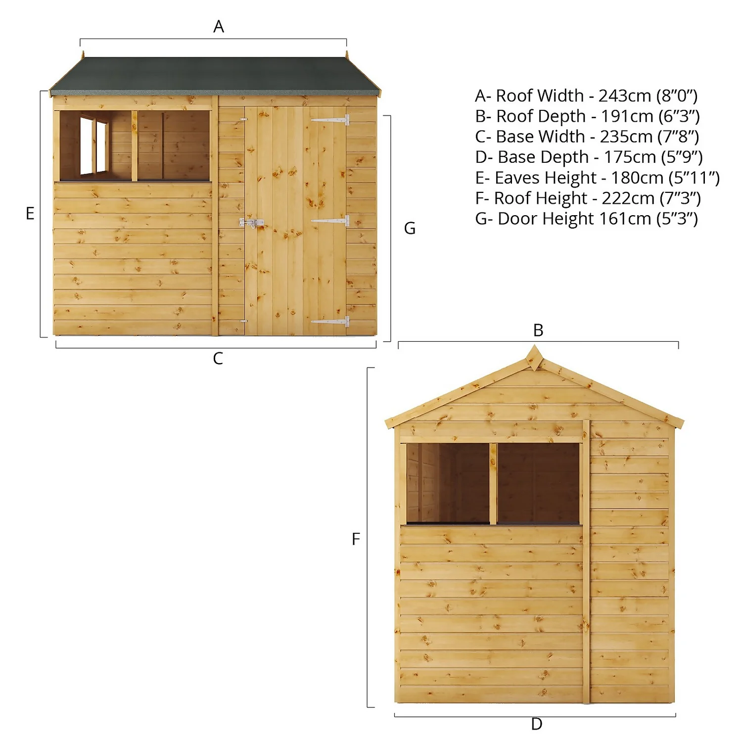 Mercia 8ft X 6ft Premium Shiplap Reverse Apex Shed 9 Mercia 8ft X 6ft Premium Shiplap Reverse Apex Shed - Image 7