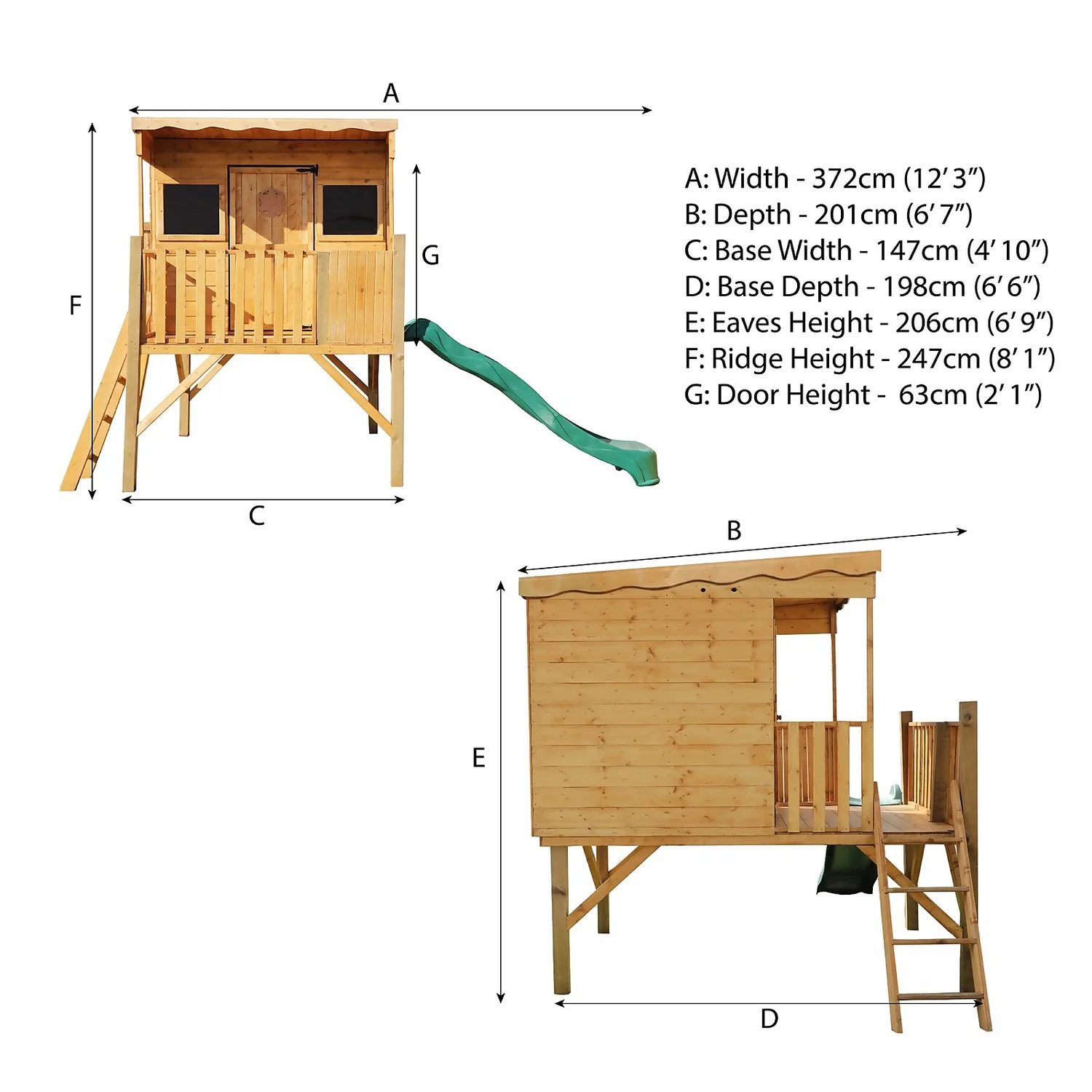 Mercia 5ft X 6ft Pent Wooden Playhouse With Tower & Slide 10 Mercia 5ft X 6ft Pent Wooden Playhouse With Tower & Slide - Image 8