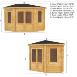Mercia 3m X 3m Corner Log Cabin 44mm -Westland Shop 13555839 3895025546488997