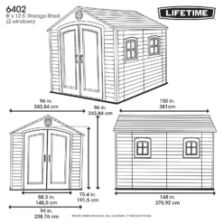 Lifetime 8x 12.5ft Plastic Outdoor Storage Shed - Installation Included -Westland Shop 13911313 4564978028037390