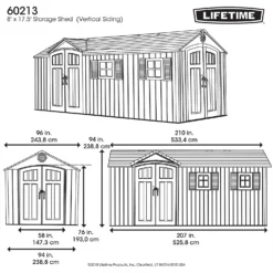 Lifetime 17.5 X 8ft Dual Entry Outdoor Storage Shed - Installation Included -Westland Shop 13911315 9014978028237736
