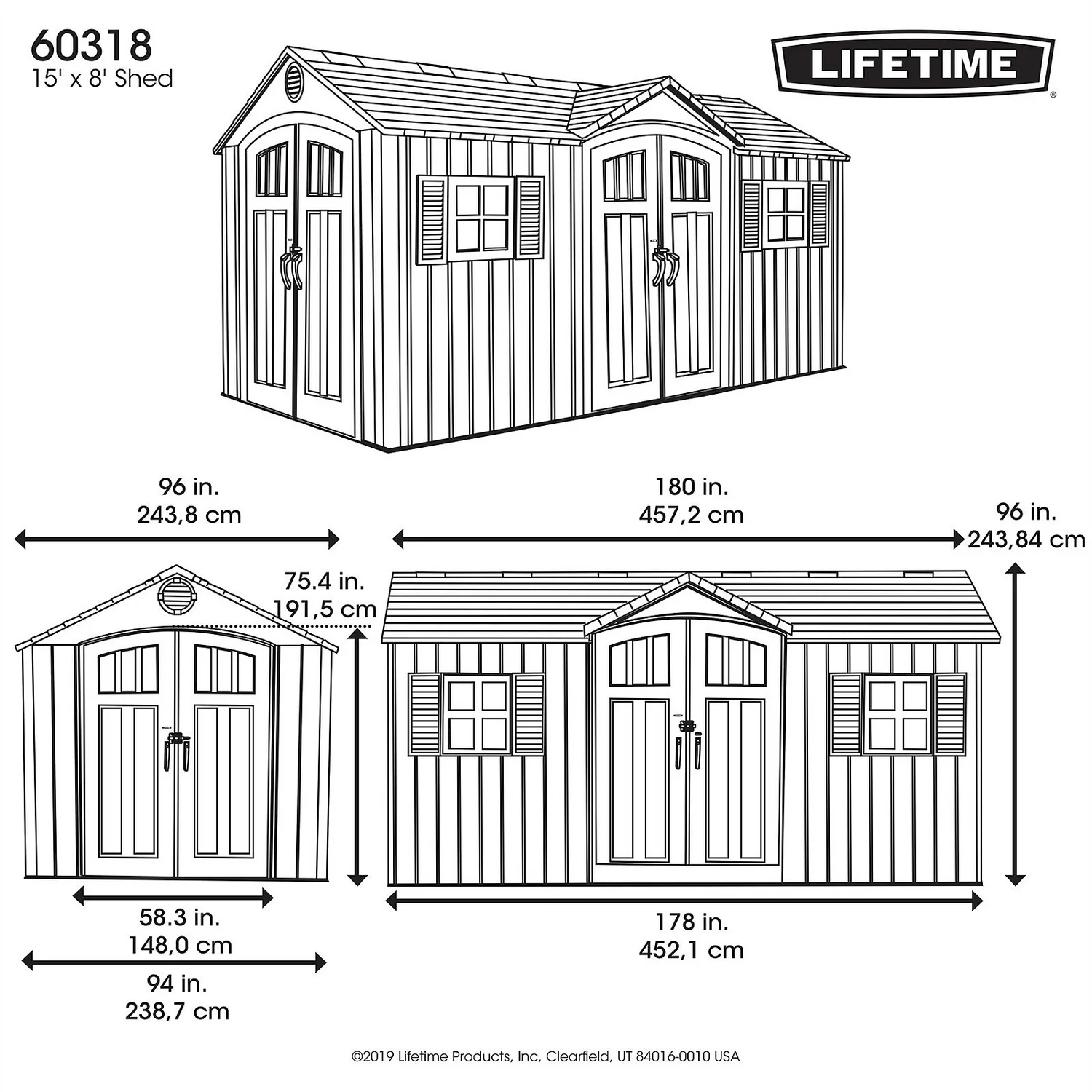 Lifetime 15 X 8ft Rough Cut Dual Entry Outdoor Storage Shed - Installation Included 12 Lifetime 15 X 8ft Rough Cut Dual Entry Outdoor Storage Shed - Installation Included - Image 10