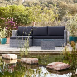 Alexandria Rattan Effect Garden Corner Sofa Set - Ash Grey -Westland Shop 13971225 1355022704388195